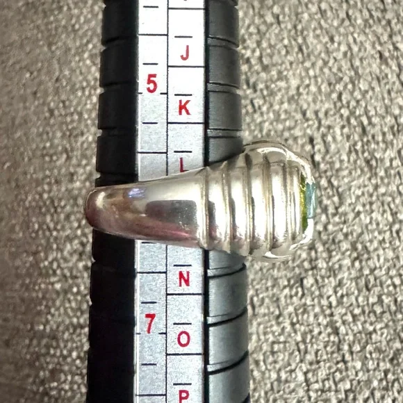 Judith Ripka Blue Topaz & Peridot Sterling Silver Statement Ring – Size 6 - Picture 5 of 5